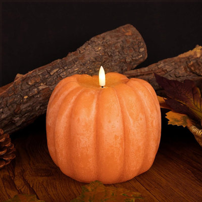 Décorations d'automne pour la maison - Décorations d'automne - Bougie scintillante à la cire citrouille sans flamme à DEL avec minuterie - Cadeaux de l'Action de grâce - Décoration de campagne rustique d'automne