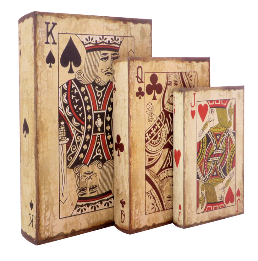 Brown Wooden Playing Card Box With 2 Deck Long, Size: 5x3x3 Inch