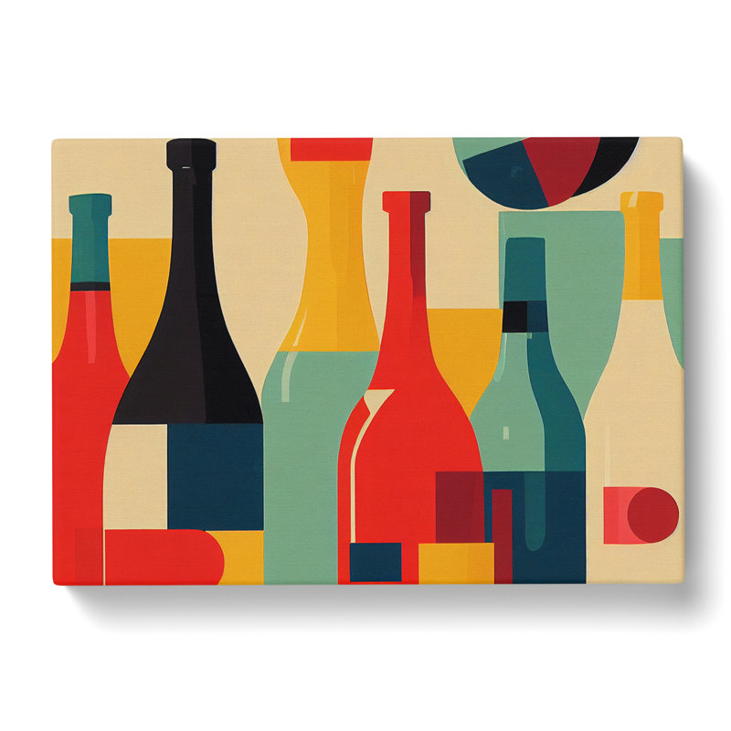 Wine Bottle Retro Art Vol.3 Abstract - Wrapped Canvas, 35cm H x 50cm W x 3cm D