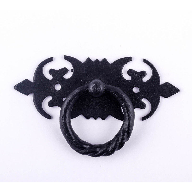 3.5" Black Wrought Iron Antique Ring Cabinet Pull