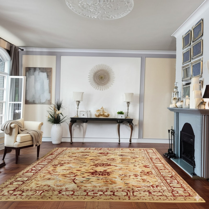 Refined Beige Hand Knotted Traditional All Over Handmade Mohair 9' x 12' Area Rug