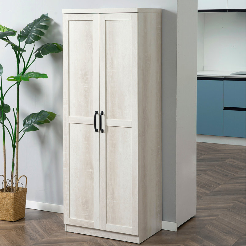 2-Door 63" Kitchen Pantry Storage Cabinet, 5 Shelving And Adjustable Shelves, Antique White For Dining Room Freestanding 2 Doors, Decoration
