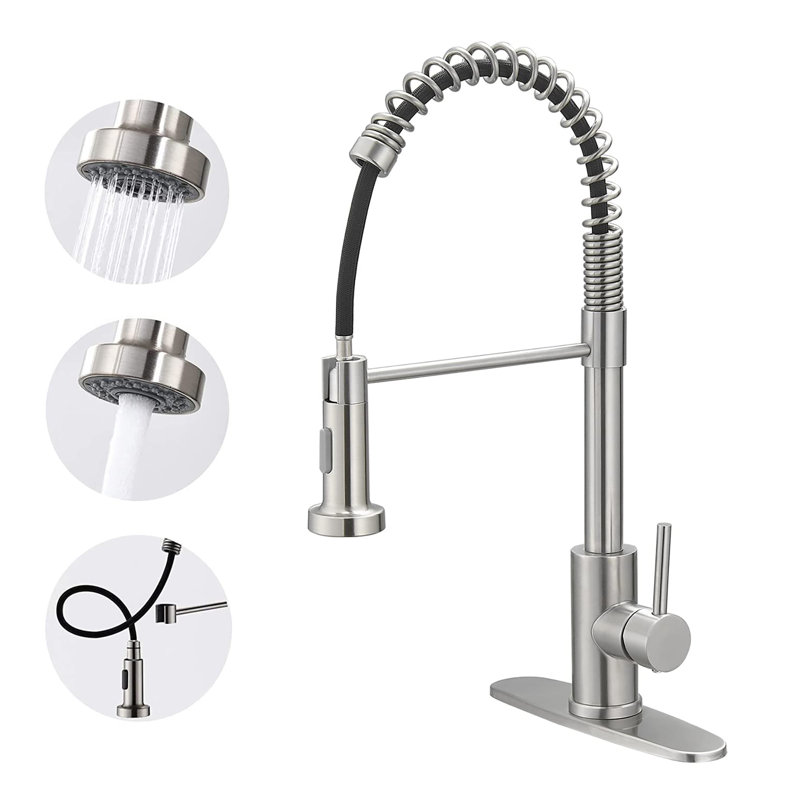Kitchen Faucet with Pull Down Sprayer, Nickel
