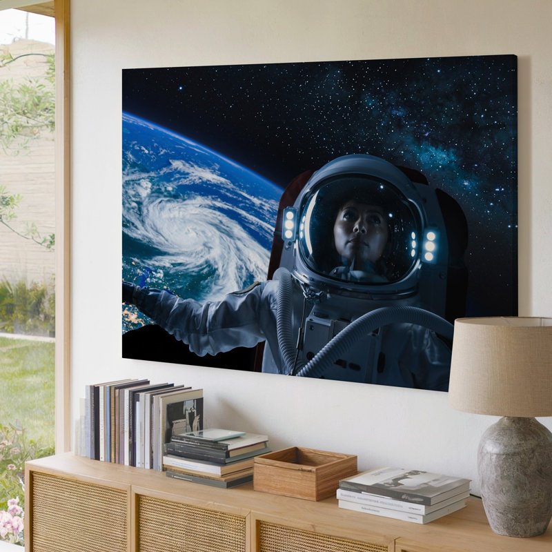 Toile dans l'étendue illimitée de l'espace «Un astronaute dans un art mural», H 18 po x l 24 po