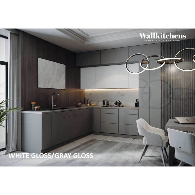 Cuisine complète FK-CULINAIREHEAVEN L 108 x H 108, Gris / blanc brillant