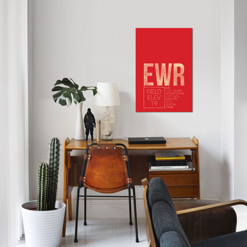 « newark liberty », art textuel sur toile, "air traffic control series", H 26 po x l 18 po x P 1,5 po, Pas de tapis