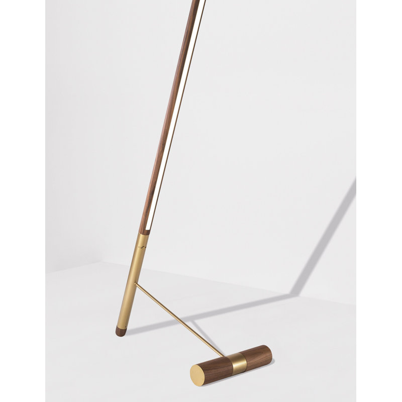 Linea LED Floor Lamp, Brass, Walnut