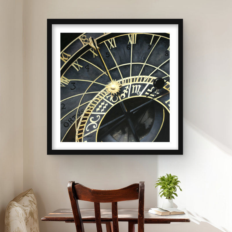 Horloge astrologique - reproduction matte encadrée pour la décoration intérieure