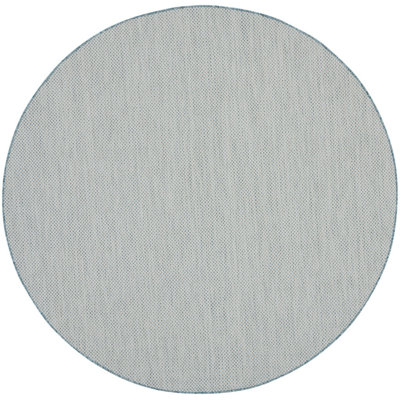 Aqua Geometric Power Loom Area Rug