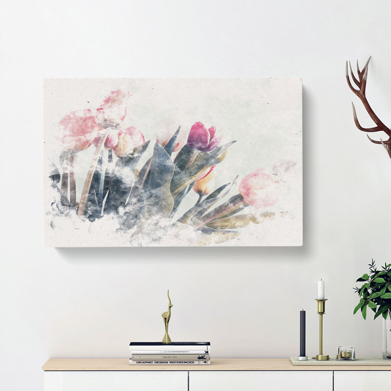Bunch Of Pink Tulips - Wrapped Canvas, 35cm H x 50cm W x 3cm D