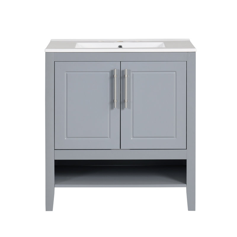 34 30'' Single Bathroom Vanity with Top, Gray