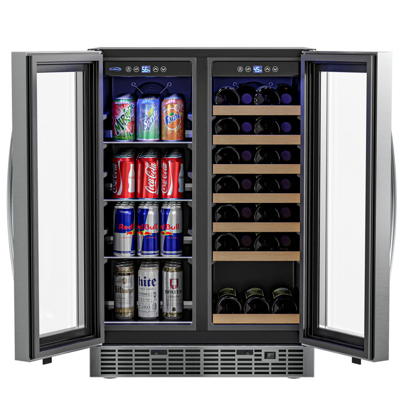 Réfrigérateur à vin et à boissons encastré / encastré à deux zones pour 24 bouteilles et 60 canettes Koolmore.
