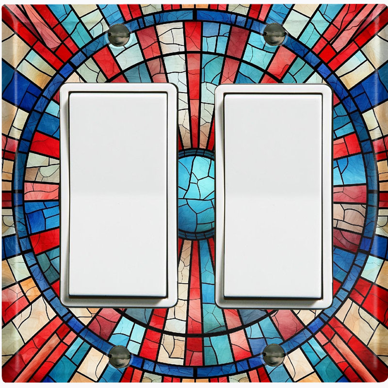 Plaque de verre rouge à carreaux rouges avec imprimé bouclier sur le thème de la nature