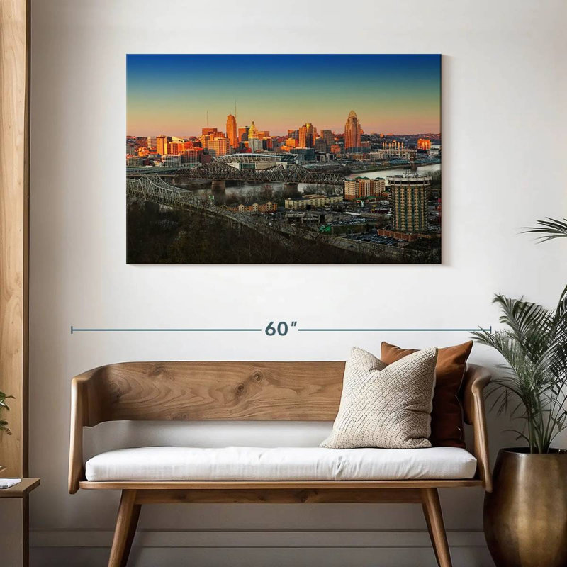 Hannes Cincinnati Sunset Skyline, 30" H x 45" W