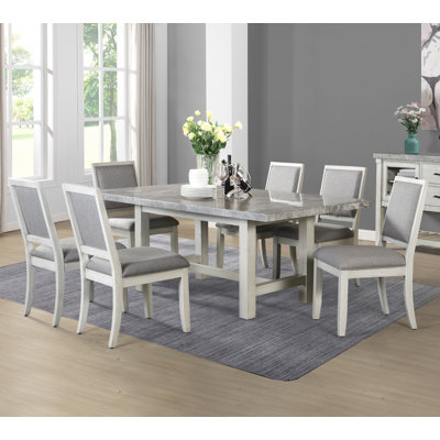 Amonti 6 - Person Marble Top Four Leg Dining Set