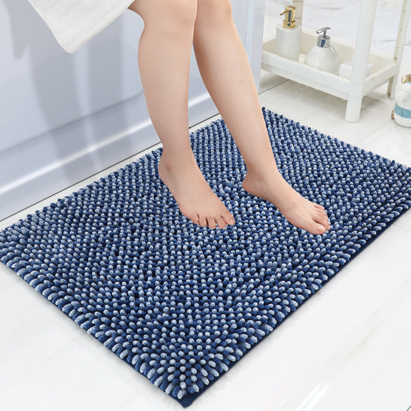 Radhika Chenille Non-Slip Bath Rug, 20" W x 30" L, Blue