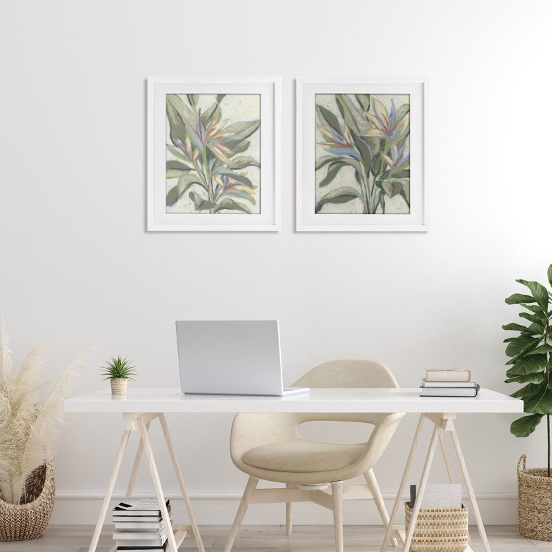 «Tropical Pastel Paradise», ensemble de 2 impressions encadrées sous verre, design par June Erica Vess, H 21 po x l 17 po