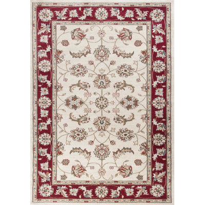 3'X5' Ivory Red Floral Indoor Area Rug