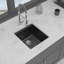 Évier de bar à quartz - Évier de cuisine encastrable en granite noir 17 po x 19 po x 9,65 po