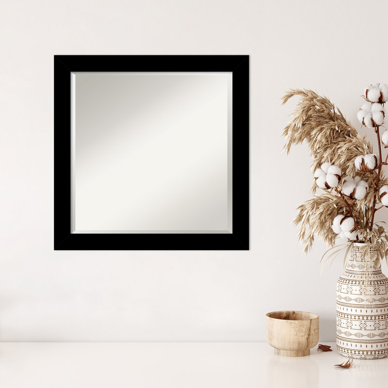 Jihyun Solid Wood Rectangle Wall Mirror, Black, 23.25" H x 23.25" W