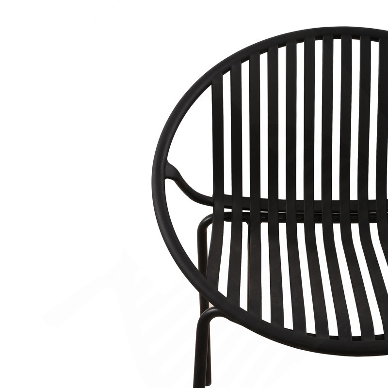 Ensemble de salle à manger d'extérieur moderne 7 pièces avec chaise empilable, noir + teck, Noir