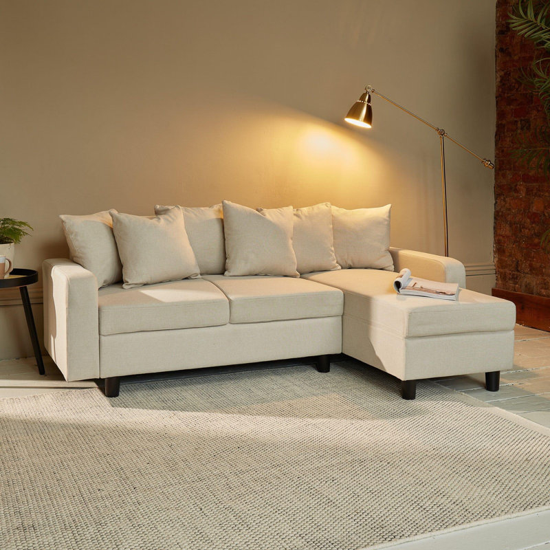 Mitzi Compact 3 Seater Corner Sofa , Cream Linen