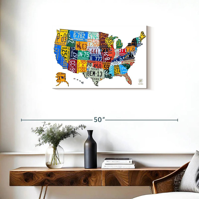 Carte de plaque minéralogique USA II, H 20 po x l 30 po