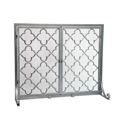 Large Geometric Fireplace Screen with Doors
