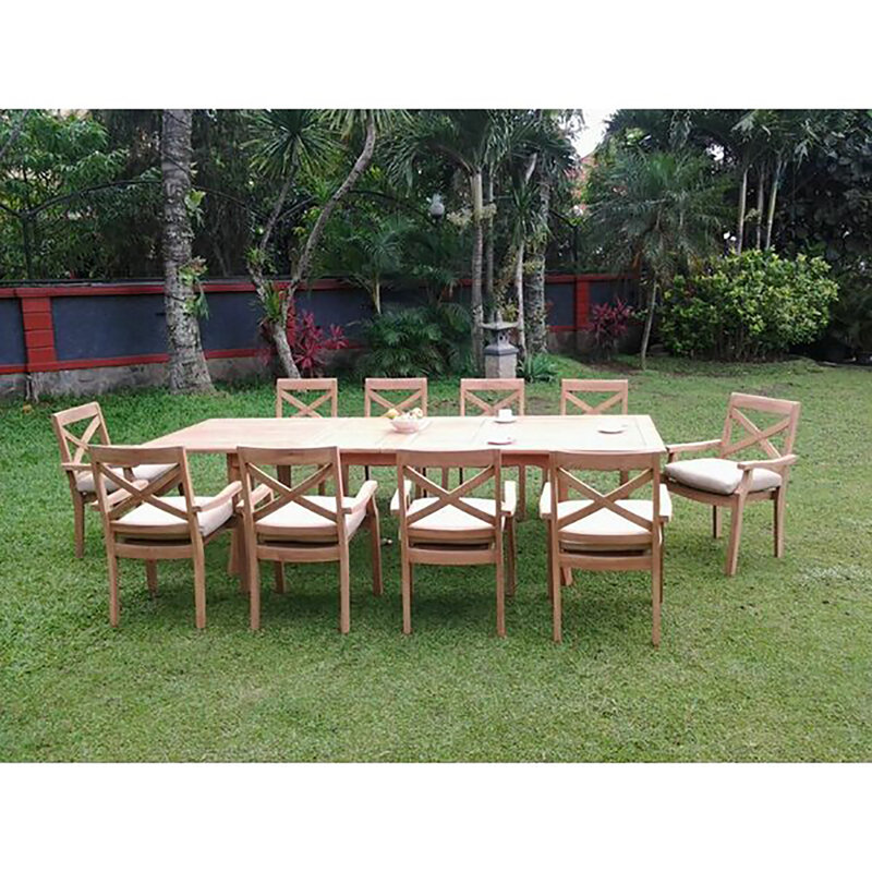 Saroyan Outdoor 11 - Piece Teak Dining Set