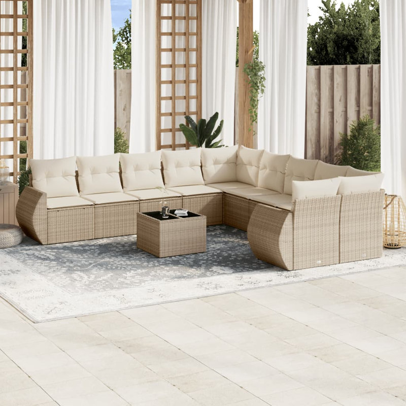 Grand canapé modulaire en rotin PE Vidaxl, Beige