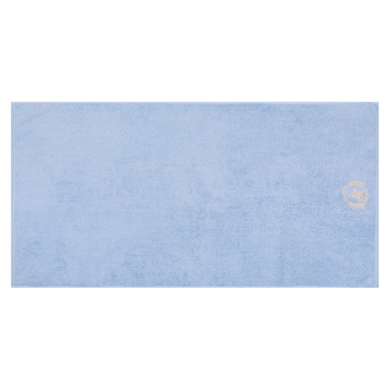 Ensemble de 2 serviettes de bain 100% coton, Bleu / beige