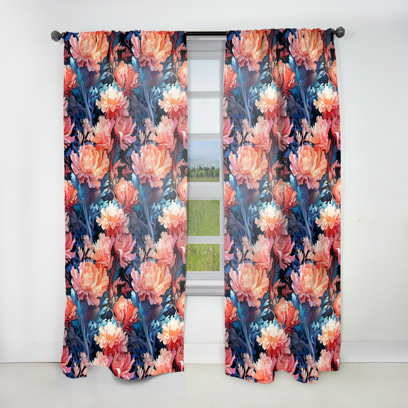Motif tropical Coral Mirage III - Rideau floral - Rideau floral obscurcissant - 1 panneau, L 52 po x L 63 po