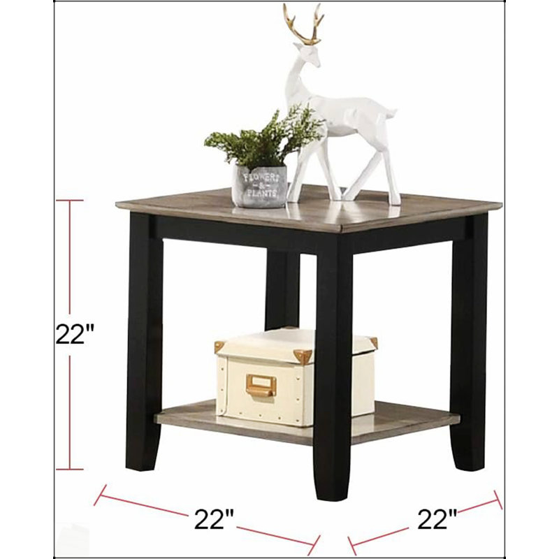 Table de bout simple en bois au look moderne, table d'appoint en bois d'hévéa massif pour le salon, assemblage facile et conception durable