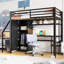 Lit mezzanine simple en métal avec bureau-1730906148