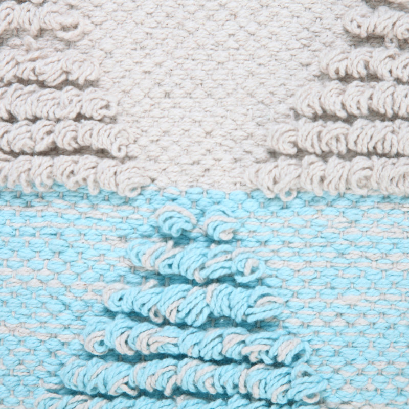 Coussin décoratif contemporain 100% coton texturé, Bleu / blanc, 20 po x 20 po, Housse de coussin seulement - sans coussin
