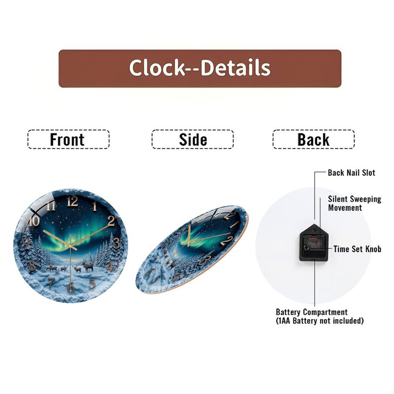 Horloge murale en verre 12 po