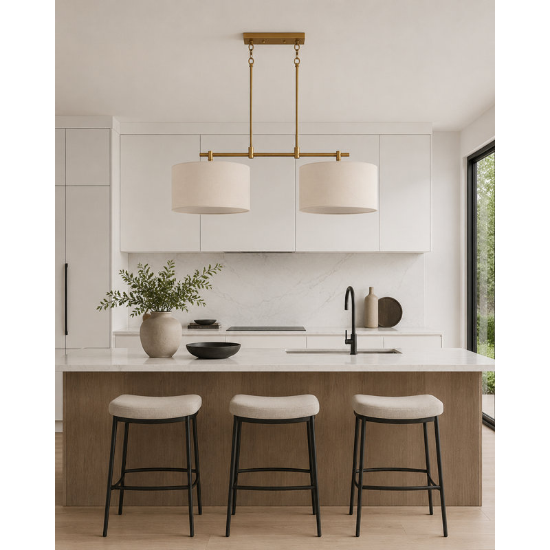 Eronim 2 - Light Kitchen Island Pendant, Natural Aged Brass, Beige