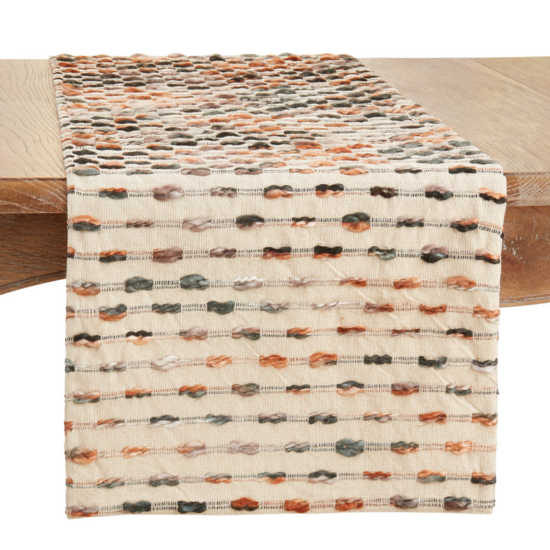 Multicolor Woven Cotton Table Runner with Striped Design