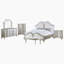 Ensemble de chambre à coucher avec lit plateforme très grand ivoire / chêne argenté 5 pièces Eastern King-431154355-431154354