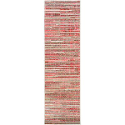  Garbielle Striped Sand Maroon Salmon Indoor Outdoor Runner Rug