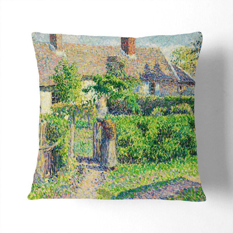 Peasants Houses By Camille Pissarro Square Throw Cushion, 55cm H x 55cm W x 20cm D
