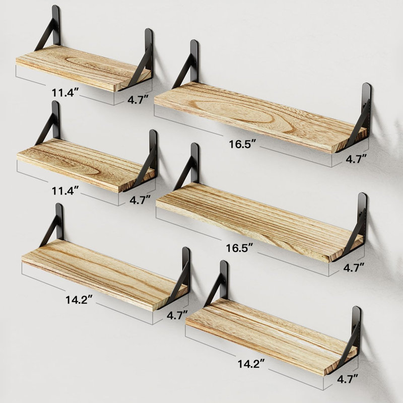 Floating Shelves Set of 6, Brown