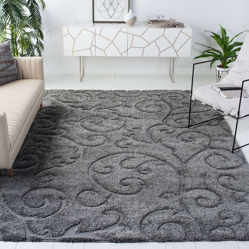 Chaffin Shag Performance Solid Color Rug, Square 6'7", Beige/Blue Gray