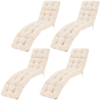 4 pièces Coussin de chaise longue 73 po x 22 po à dossier haut inclinable avec 4 attaches de fixation