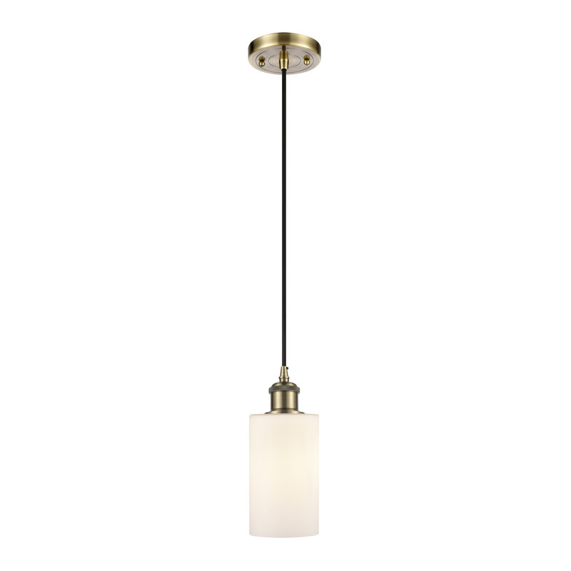 Glessite 1 - Light Single Pendant, Matte White, No Bulb Included, Antique Brass