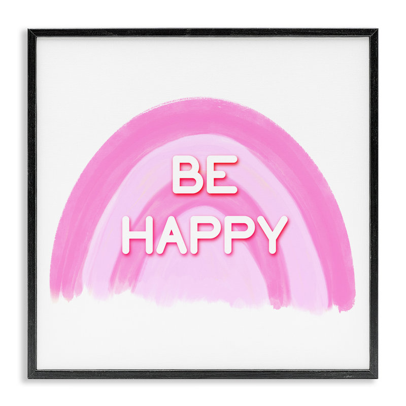 Mauve «Be Happy», estampe numérique encadrée par Amber Clarkson, Giclée encadrée noir minuit, H 24 po x l 24 po