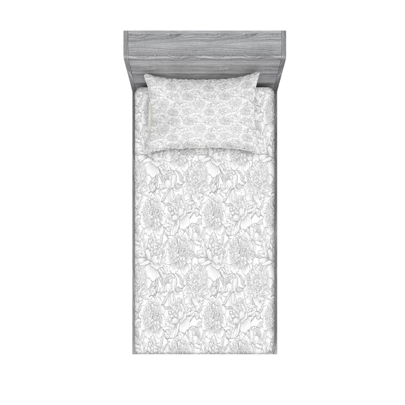 Microfiber Floral Sheet Set, Twin Sheet Set with Fitted Sheet