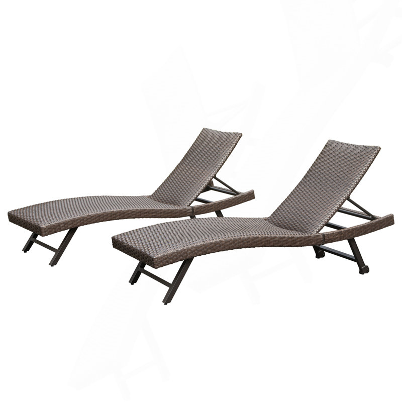 Chaise longue d'extérieur en osier 2 pièces