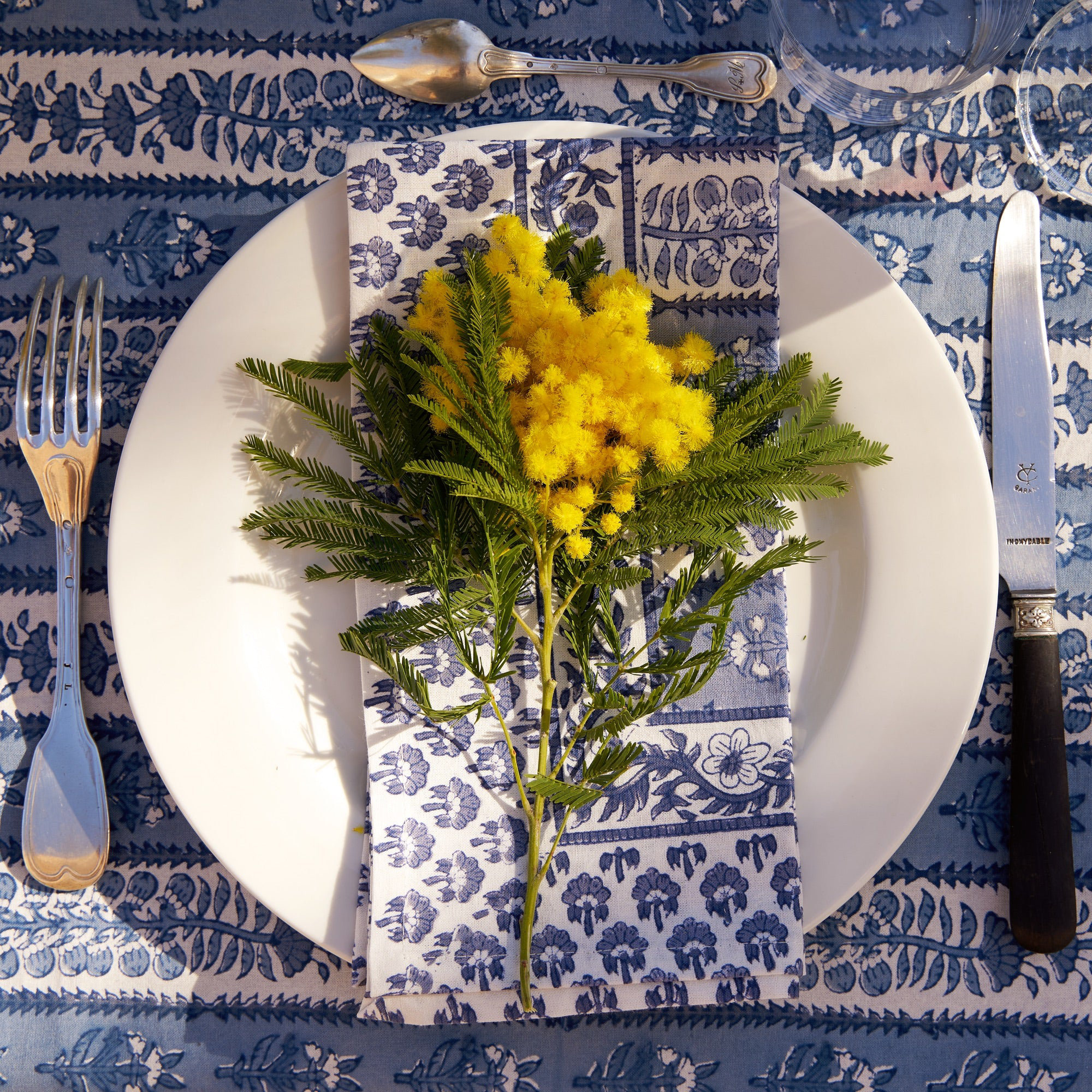 Charlemont Floral Tablecloth, 142" x 71", Blue/Marine