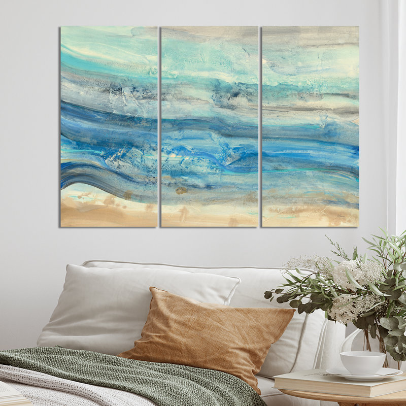 «Landscape Ocean Minéral Waves», peinture sur toile - Vagues de l'océan, H 28 po x l 36 po x P 1 po